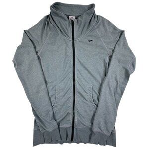 Nike Dri-FIT Jacket Womens Medium Gray Full Zip Lightweight Running Athletic